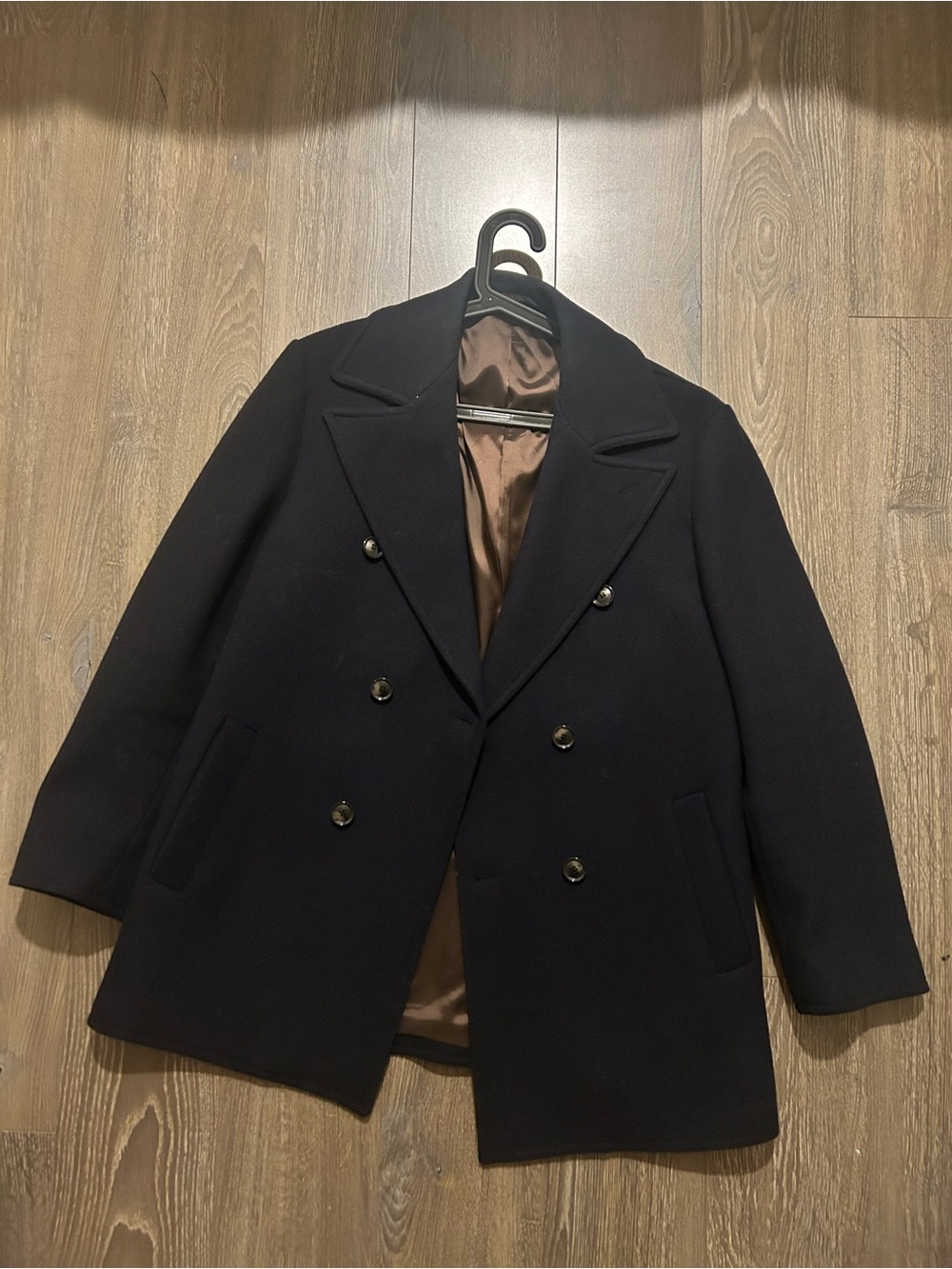 Moss Wool Navy Double-Breasted Peacoat